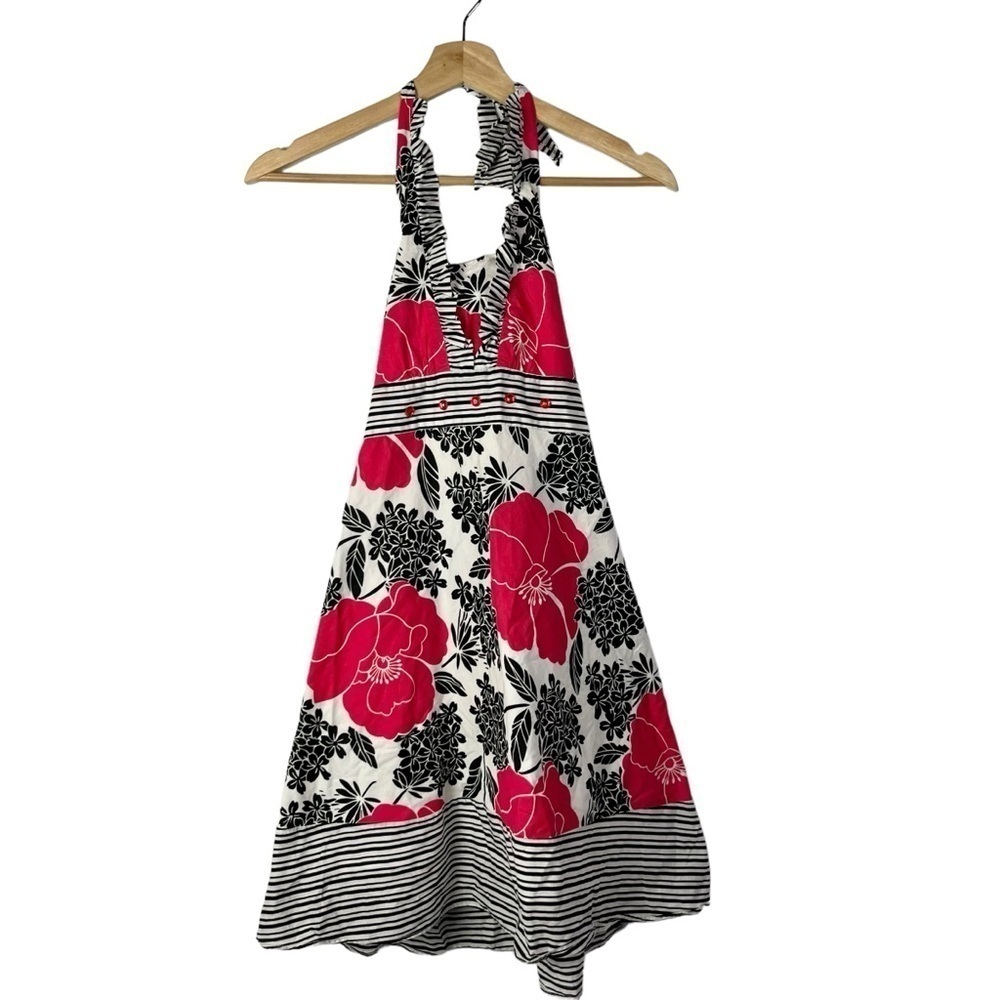 Justice Limited Too Black &‎ Pink Floral Y2K Halter Dress 7